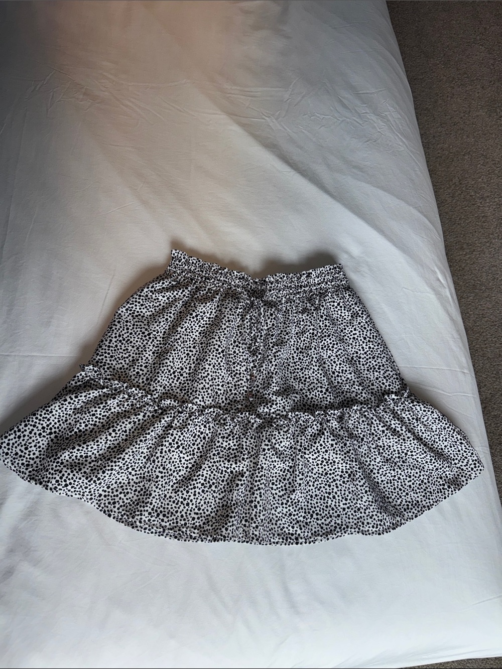 Crescent Black and White Dot Tiered Skater Skirt
